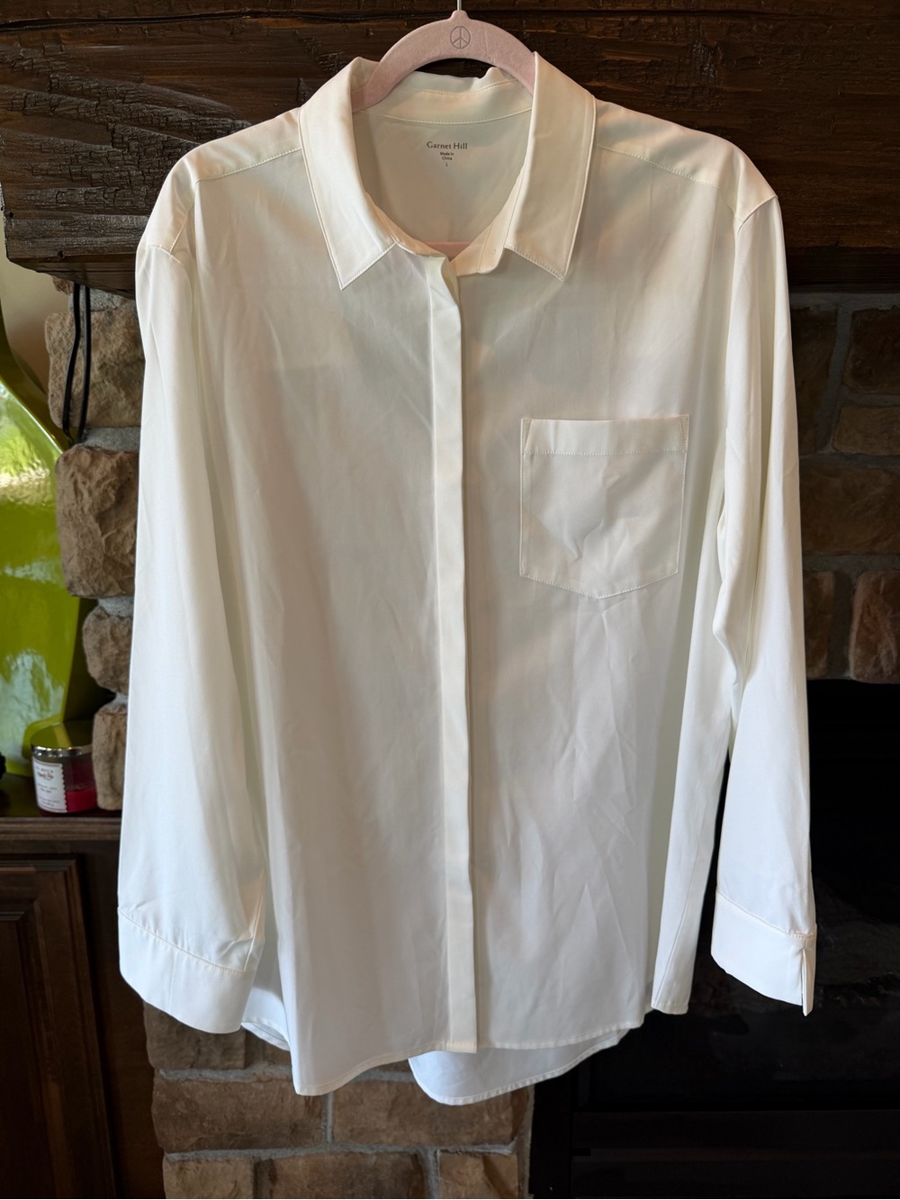 Garnet Hill White Button Down Tunic Shirt